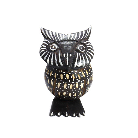 Статуэтка Сова дерево албезия символ процветания через мудрость 13см  