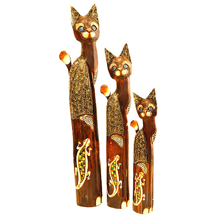 Статуэтки из дерева Набор Кошек 3 в 1 HOK8472-100 100см 80см 60см Оберег Удача в дом