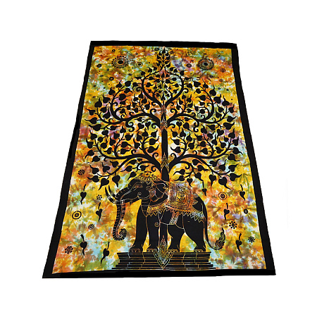 Покрывало Слон и Дерево Жизни символ удачи власти и процветания 210-135cм хлопок