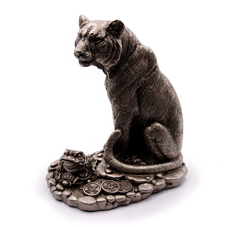 Фигурка Фен Шуй Тигр и жаба на монетах Защита процветающего семейства 18-16см ХРУПКОЕ