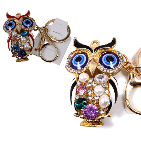 Оберег брелок Сова со стразами символ процветания через мудрость и удачу 13см