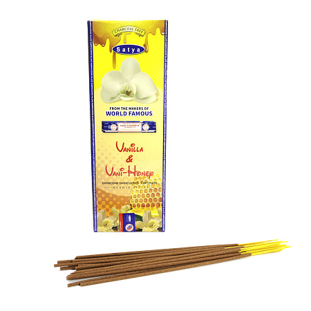 Благовония Satya Hexa Vanilla & Vani Honey Ваниль и Мед аромапалочки уп-6шт SH-VAH