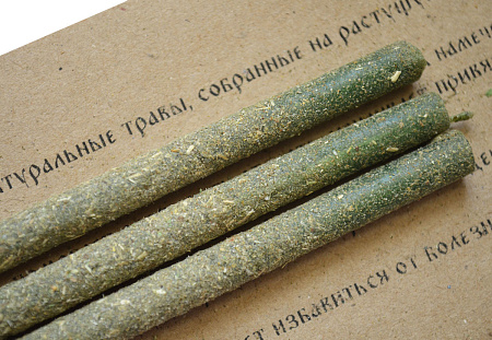 Свеча воск Травы Нейтрализация негатива Полынь Зверобой  1час 18,5см уп 3шт