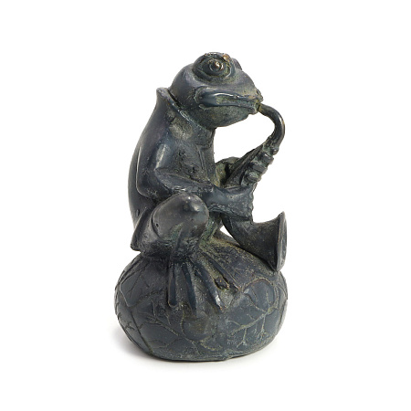 Статуэтка Жаба на камне с волшебной палочкой символ исполнения желаний 11,5см металл