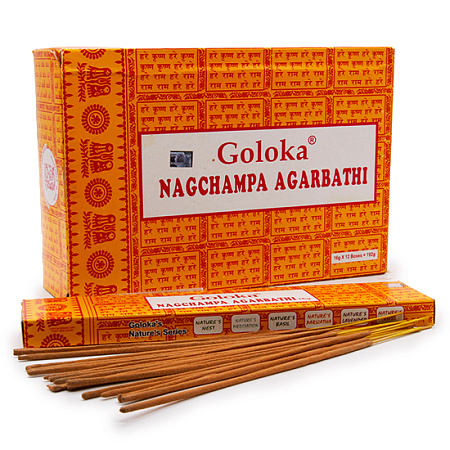 Благовония Goloka Nag Champa ПРИВЛЕЧЕНИЕ УДАЧИ с цветами Лотоса и Рудракши уп-12шт 16g