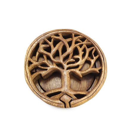 Шкатулка с секретом Дерево Жизни 6см-9,5см из ценных пород дерева Тик