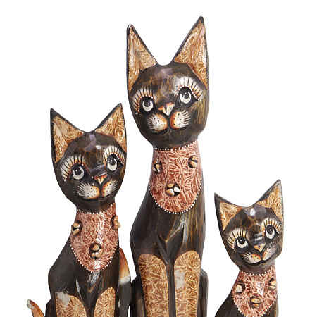 Статуэтки из дерева Набор Кошек 3 в 1 HOK-K50-09 50см 40см 30cм Оберег Удача в дом