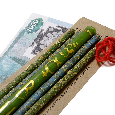 Набор ПЛАНЕТАРНЫХ свечей Меркурий шерстяной браслет Богатство Изобилие Защита бизнеса уп 5шт 17см