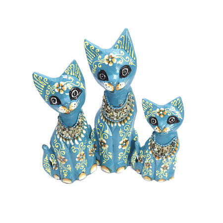 Статуэтки из дерева Набор Кошек 3 в 1 HOK-K25-09B 25см 20см 15cм Оберег Удача в дом