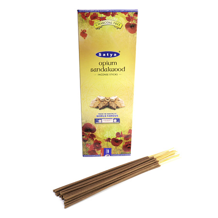 Благовония Satya Hexa Opium Sandalwood Опиум-Сандаловое дерево аромапалочки уп-6шт SH-OPS