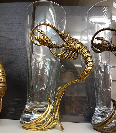 Бокал с Омаром из бронзы для вина