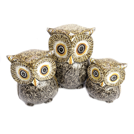 Статуэтка Три совы HOK-OW-10G дерево албезия 20см-15см 12см символ благополучия в семье