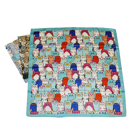 Платок из шелка 90см-90см Абстрактные котики