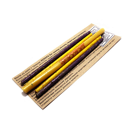 Набор свечей КУБЕРА - ПРОЦВЕТАНИЕ И ИЗОБИЛИЕ с травами Корень Имбиря, Базилик, Золототысячник 17см  