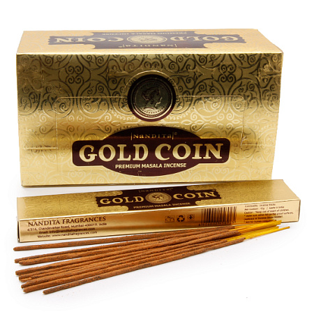 Благовония Nandita Gold Coin 15gm уп-12шт Шоколад Кофе Сандал и Ваниль