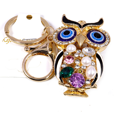 Оберег брелок Сова со стразами символ процветания через мудрость и удачу 13см