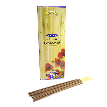 Благовония Satya Hexa Opium Cedarwood Опиум-Кедровое дерево аромапалочки уп-6шт SH-OPC