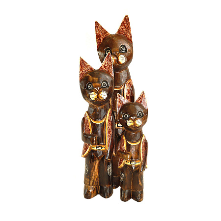 Статуэтки из дерева Набор Кошек 3 в 1 HOK9801 50см 40см 30см Оберег Удача в дом