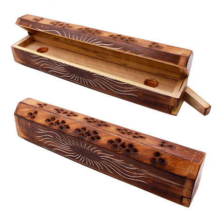 Подставка под благовония Пенал Антик из дерева с резьбой 30см-6см-5.5см HM-CB-01