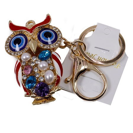 Оберег брелок Сова со стразами символ процветания через мудрость и удачу 13см