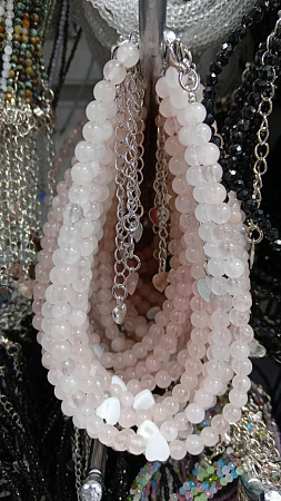 Браслет на ногу Розовый кварц 