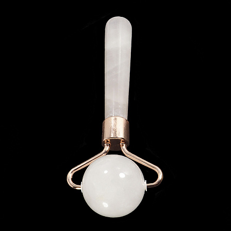 Роликовый массажер из натур камня Розовый кварц - шарик для лица 10,5см