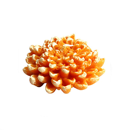 Свеча фигурная Хризантема оранжевая с белым 7х2,7см