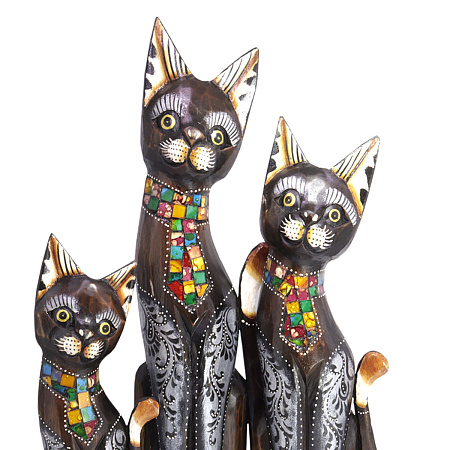 Статуэтки из дерева Набор Кошек 3 в 1 HOK-K50-01 50см 40см 30cм Оберег Удача в дом