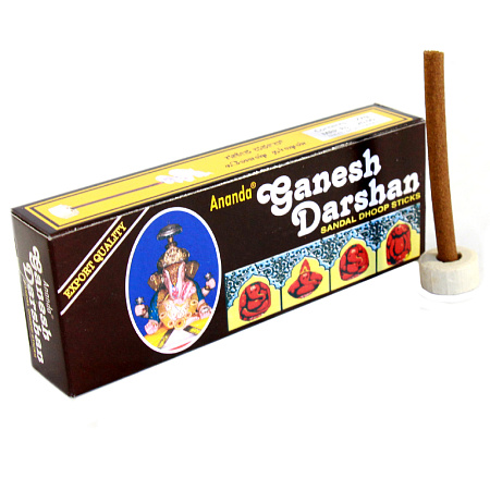 Благовония Sai Darshan Ganesh Ганеш 22гр уп-12шт безосновные с подставочкой 