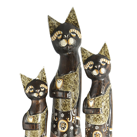 Статуэтки из дерева Набор Кошек 3 в 1 HOK-K50-13 50см 40см 30cм Оберег Удача в дом
