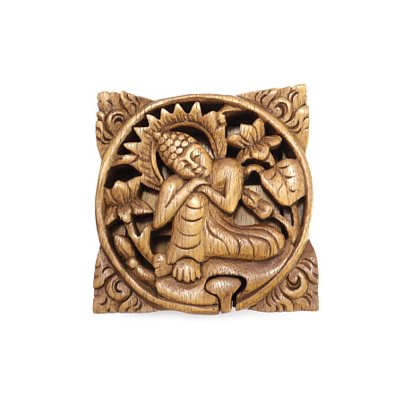 Шкатулка с секретом Будда 10см-10см из ценных пород дерева Тик