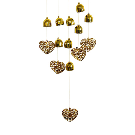 Музыка ветра MW-X03 Фен Шуй Месяц 9 колокольчиков и сердечки 