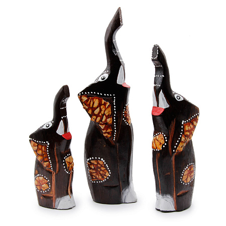 Статуэтки из дерева Набор Слоников 3 в 1 SRJ8846 27cм 21см 16см Добрая удача