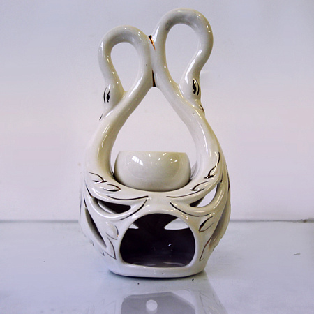 Аромалампа Два лебедя керамика глазурь 19см