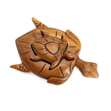 Шкатулка с секретом Черепаха 5см-13см из ценных пород дерева Тик 