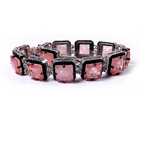 Ювелирное украшение браслет German Silver c редким камнем Топаз Параиба цвет Розовый