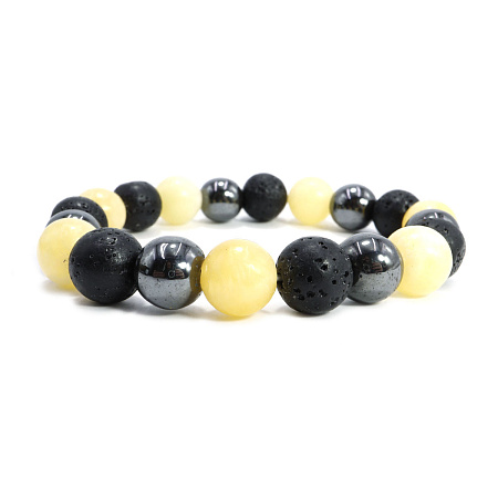 Браслет Планетарный Солнца Каменный - Лава Гематит Цитрин карьерный рост, успех, изобилие