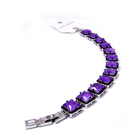 Ювелирное украшение браслет German Silver c редким камнем Топаз Параиба цвет Аметистовый