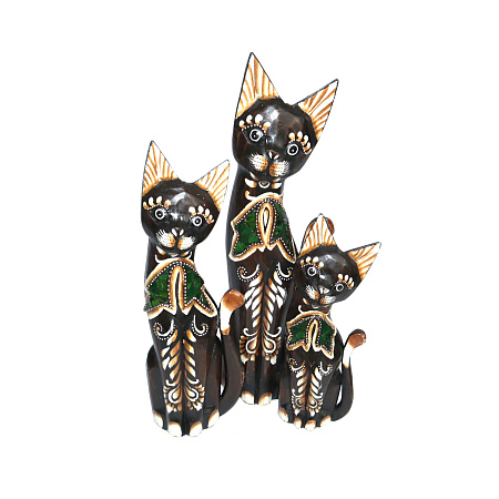 Статуэтки из дерева Набор Кошек 3 в 1 HOK-K50-11 50см 40см 30cм Оберег Удача в дом