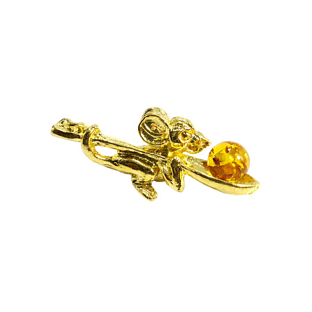 Талисман для кошелька мышка Gold с ложкой загребушкой и с икрой 2,8см 