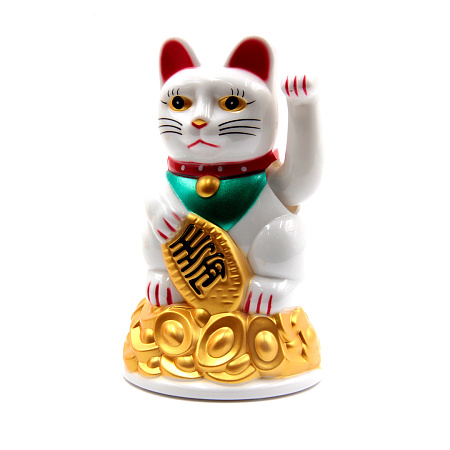 Манеки Неко кошка белая 11см символ финансового благополучия 
