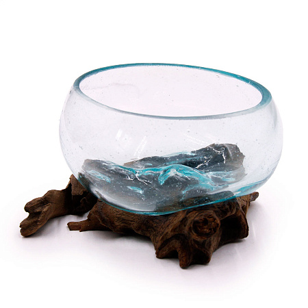 Ваза на корне стекло украшение интерьера Хрупкое 15см-20см