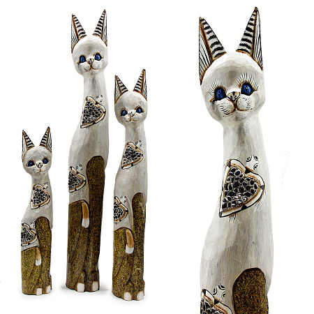 Статуэтки из дерева Набор Кошек 3 в 1 HOK8007 100см 80см 60см Оберег Удача в дом