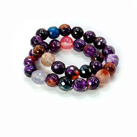 Браслет из камня Фиолетовый агат с огранкой привлечение счастья и исполнения желаний 6мм