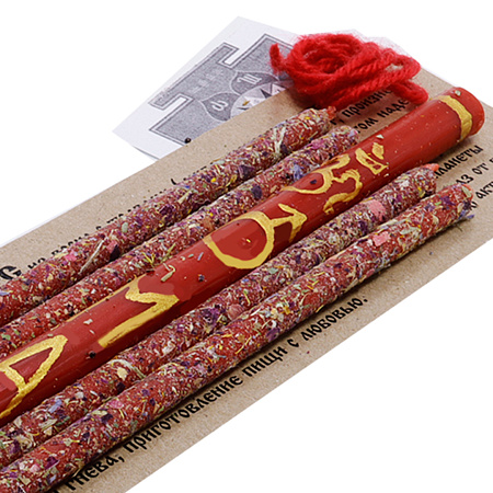 Набор ПЛАНЕТАРНЫХ свечей МАРС шерстян браслет, Исполнение желаний Достижение цели Победа уп 5шт 17см