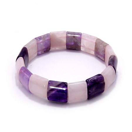 Браслет из камня Розовый кварц и Аметист на любовь и верность