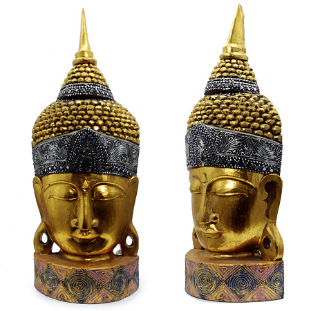 Сувенир из дерева Голова Будды GOLD дерево Суар 75см-30см