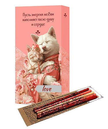 Набор LOVE2 благовония HEM с подставкой и восковые свечи с травами S24-LO2