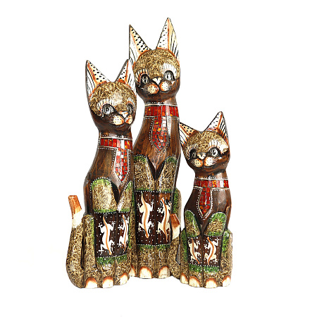 Статуэтки из дерева Набор Кошек 3 в 1 HOK9336-50 50см 40см 30cм Оберег Удача в дом