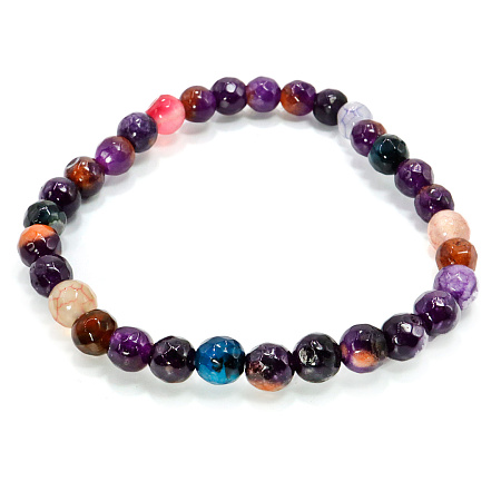 Браслет из камня Фиолетовый агат с огранкой привлечение счастья и исполнения желаний 6мм